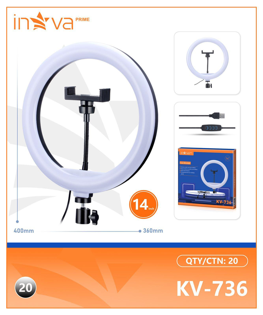 Ring Light 14 Polegadas KV-736 KV-737 Pé Caixa C/20