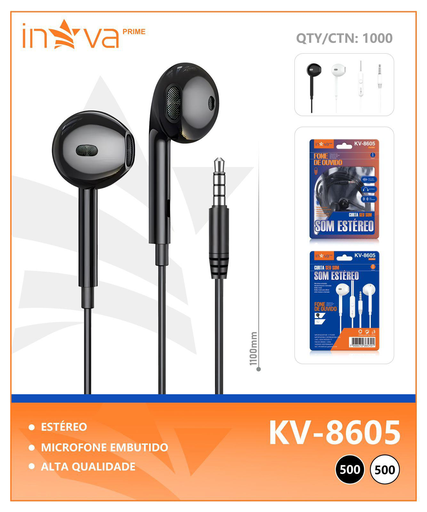 [KV-8605] Fone de ouvido KV-8605 Caixa C/1000