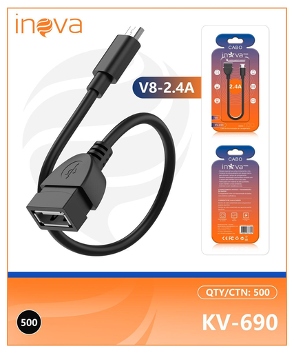 [KV-690] Cabo OTG V8 KV-690 Caixa C/500