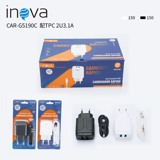 [CAR-G5190C] Carregador Rápido TPC CAR-G5190C Caixa C/300