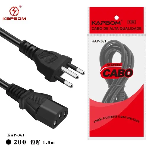 [KAP-361] Cabo de alimentação 1.8M P/ PC KAP-361 Caixa C/200
