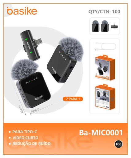 [Ba-MIC0001] Microfone lapela Ba-MIC0001 Caixa C/100