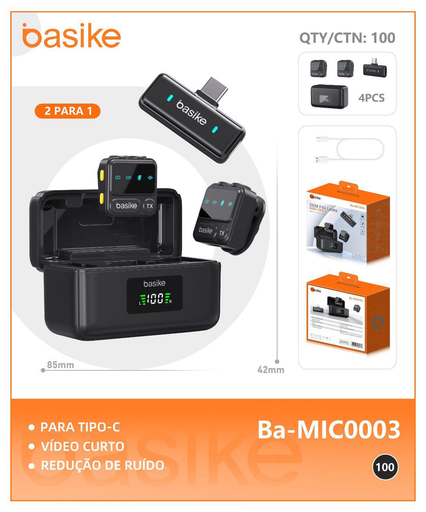 [Ba-MIC0003] Microfone lapela Ba-MIC0003 Caixa C/100