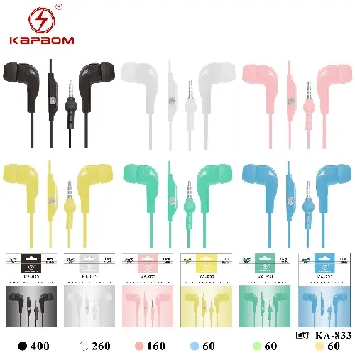 [KA-833] Fone de Ouvido com Fio e Microfone KA-833 Caixa C/1000