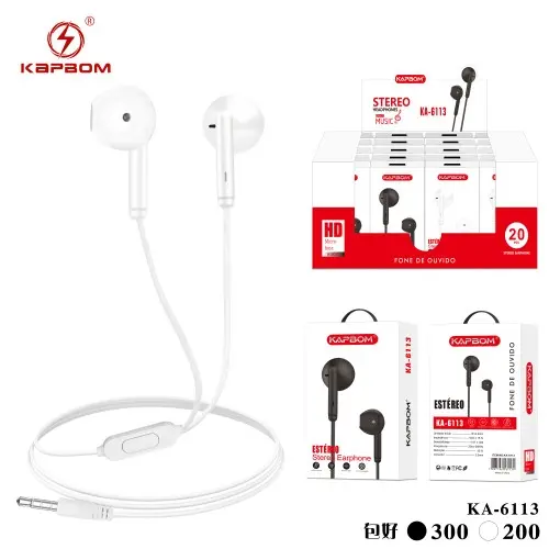 [KA-6113] Fone De Ouvido Estéreo KA-6113 Caixa C/500
