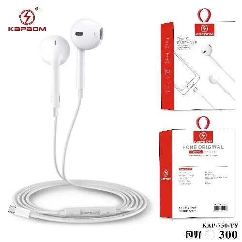 [KAP-750-TY] Fone de Ouvido com Fio TYPE-C KAP-750-TY Caixa C/300