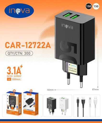 [CAR-12722A] Carregador iPhone CAR-12722A  Caixa C/300