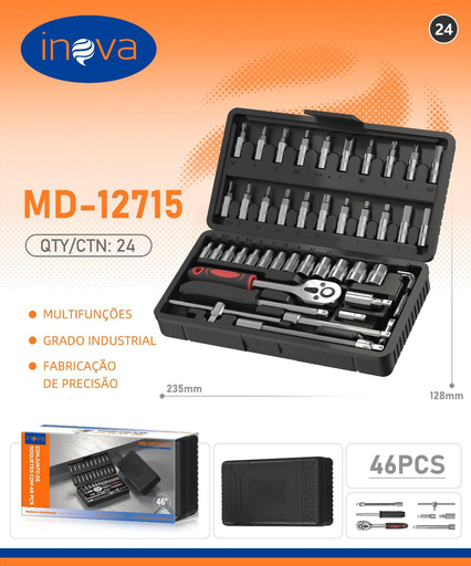[MD-12715] Conjunto de soquetes com 46 PCs MD-12715  Caixa C/24