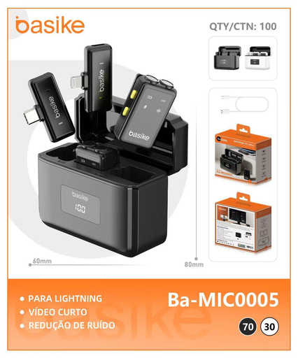 [Ba-MIC0005] Microfone lapela Ba-MIC0005 Caixa C/100