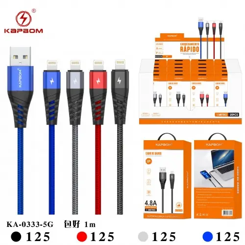 [KA-0333-5G] Cabo de Celular 5G 4.8A 1m (EMBALADO) KA-0333-5G Caixa C/500