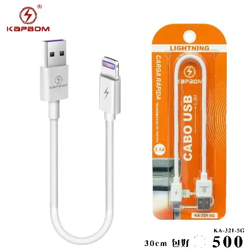 [KA-321-5G] Cabo 5G 3.1A 30cm (EMBALADO) KA-321-5G Caixa C/500