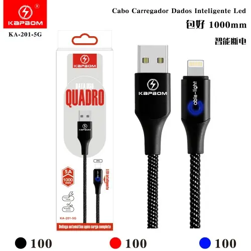 [KA-201-5G] Cabo Carregador Dados Inteligente Led (POWER OFF) KA-201-5G Caixa C/300