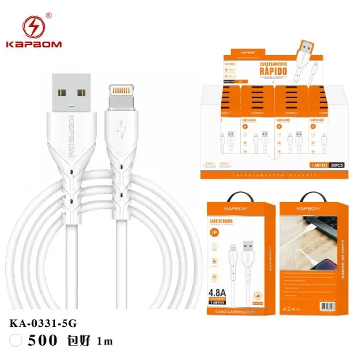 [KA-0331-5G] Cabo de Dado 5G 4.8A 1m (EMBALADO) KA-0331-5G  Caixa C/500