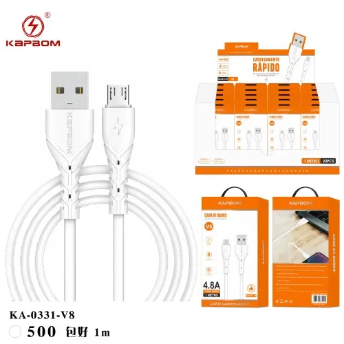 [KA-0331-V8] Cabo de Dado V8 4.8A 1m (EMBALADO) KA-0331-V8 Caixa C/500 