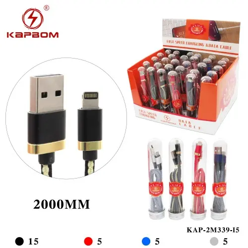 [KAP-2M339-I5] Cabo de Dados 5G 2m 3.1A (EMBALADO) KAP-2M339-I5 Caixa C/300