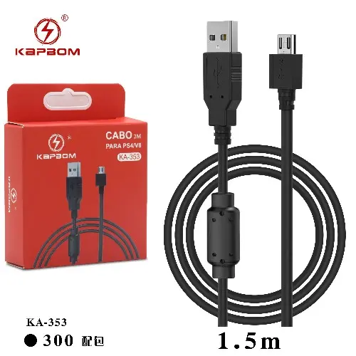 [KA-353] Cabo usb V8 C/ filtro P/ PS4 (EMBALADO) KA-353 Caixa C/300