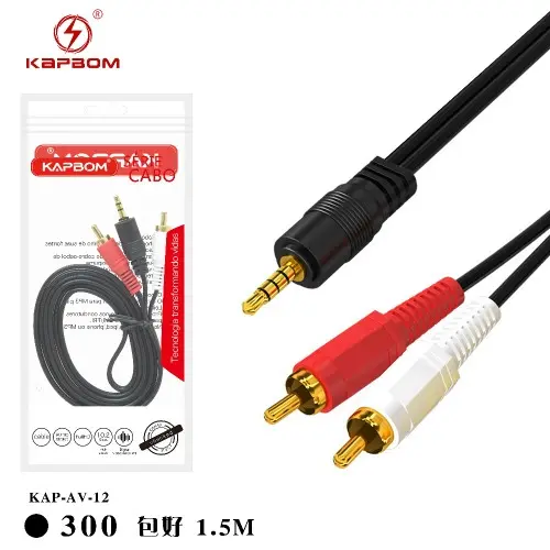 [KAP-AV-12] Cabo P2+2RCA 1.5m(EMBALADO) KAP-AV-12 Caixa C/300