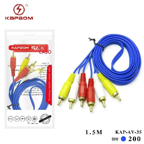 [KAP-AV-35] Cabo Áudio Vídeo 3rca 1.5m (EMBALADO) KAP-AV-35 Caixa C/200