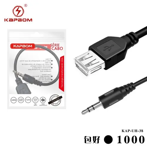 [KAP-UH-38] Cabo Adptador USB Fêmea + P2 (EMBALADO) KAP-UH-38Caixa C/1000