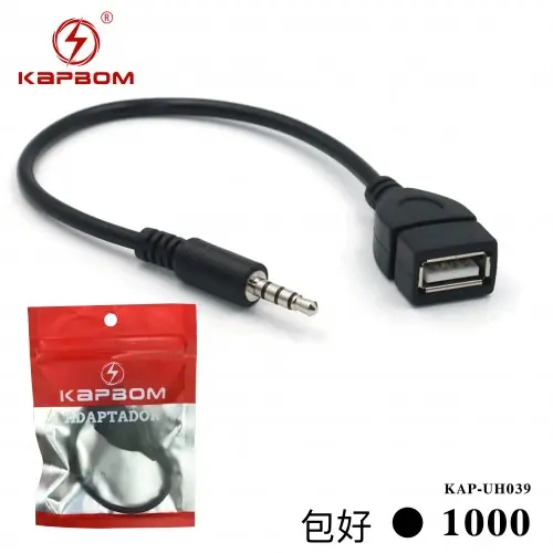 [KAP-UH039] Cabo Adptador P3 USB fêmea (EMBALADO) KAP-UH039 Caixa C/1000