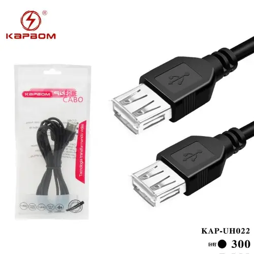 [KAP-UH022] Cabo USB+USB Fêmea (EMBALADO) KAP-UH022 Caixa C/300